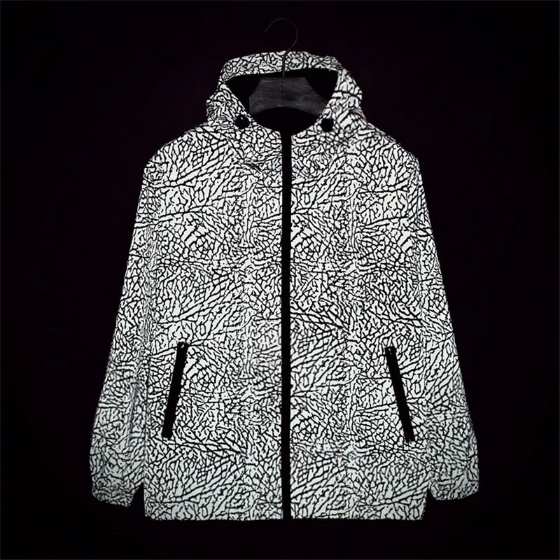 

Custom Irregular Pattern jacket man waterproof 3M Reflective Windbreaker jackets for men