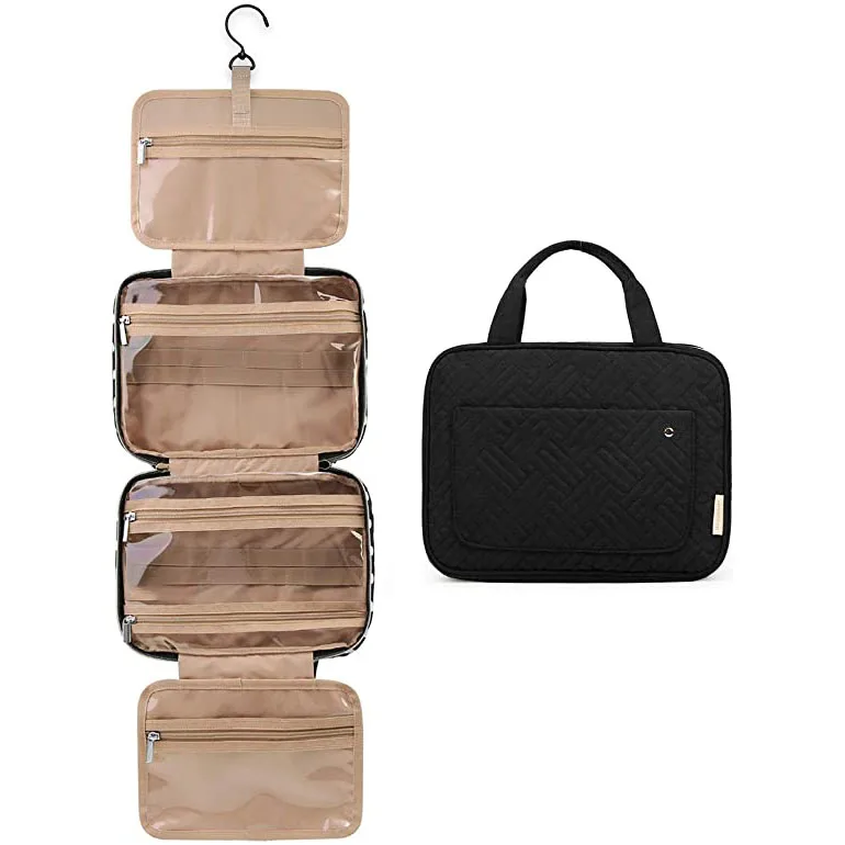 

Custom Private Label Waterproof PU Leather Toilet Bag polyester peach skin supple touch Travel Clear PVC Makeup Cosmetic Bag, Customized