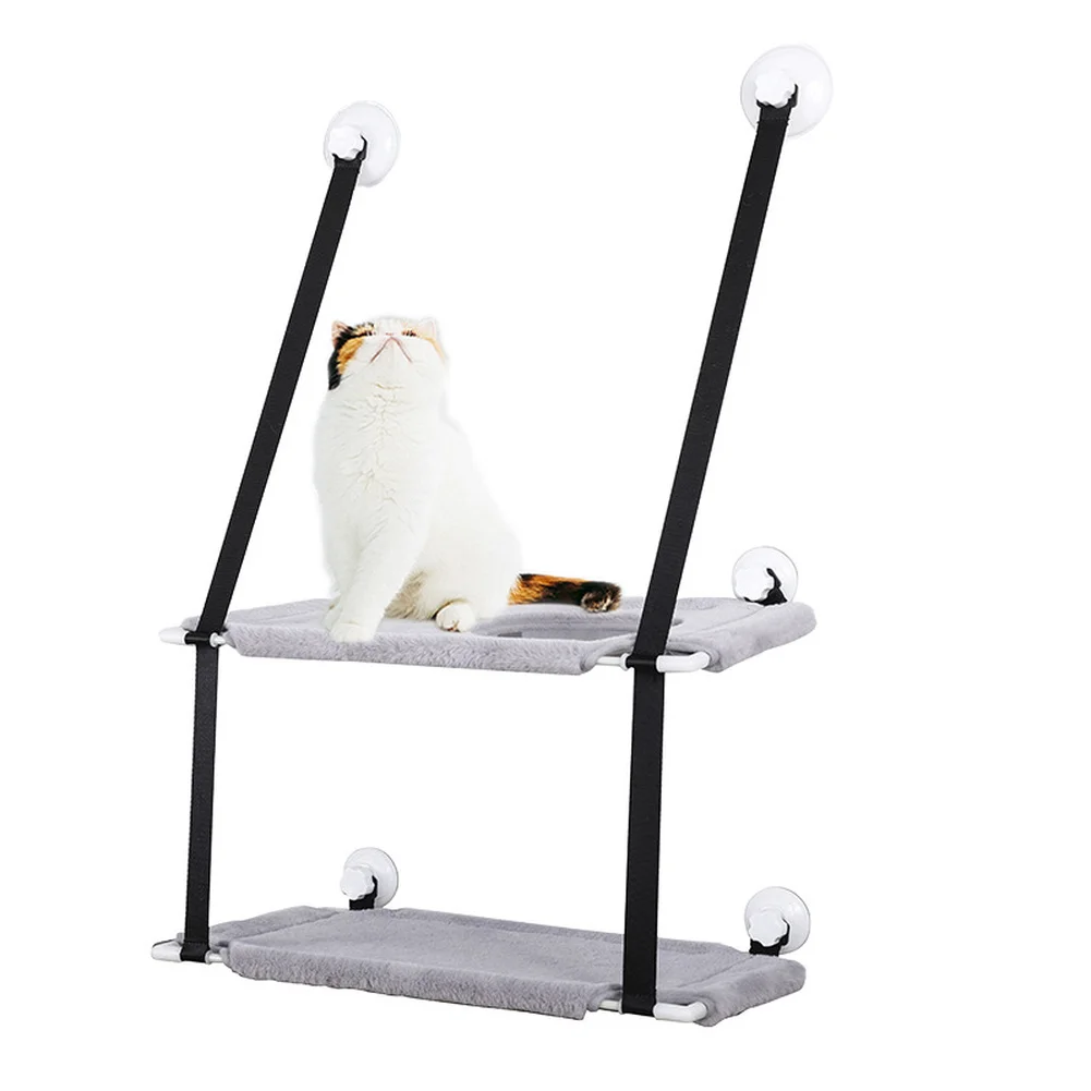 

Double Layers Cat Hammock Window Indoor Cats Seat Shelves Kitten limbing Frame Strong Suction Cups Bearing 25kg Cat Products