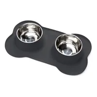 

Water Bowls with No-Spill No-Skid Silicone Mat Dog Cat Bowls Stainless Steel Double Dog Food Pet Feeder Bowls for Dogs Cats