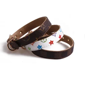Image of louis-leather vuitton-leash lv dog collar