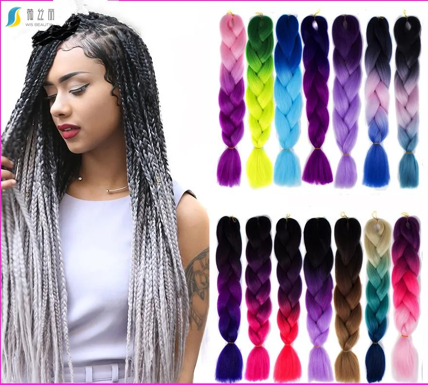 

Jumbo Braiding Hair 24 inch Jumbo Braid Hair Extensions Ombre Jumbo Box Braids Crochet Hair Long for Women Kids DIY High Tempera