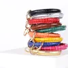 Leather Silicone Big Ring Key Ring Bracelet Rubber Bangle Keychain
