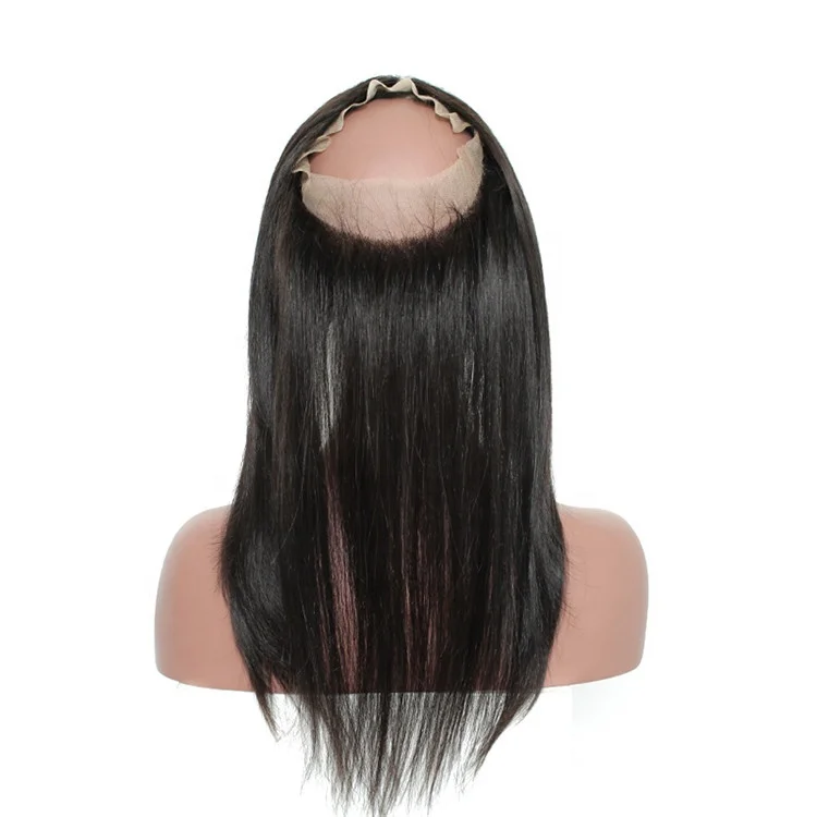 

14 Inch Silk Straight Peruvian Remy Hair 360 Lace Front Closure With Baby Hair