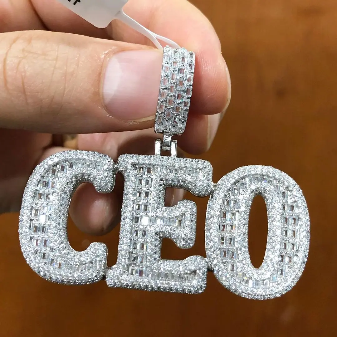 

ICed out big heavy initial CEO letter pendant charm necklace with cz paved hip hop necklace jewelry for men boy punk styles, As pic