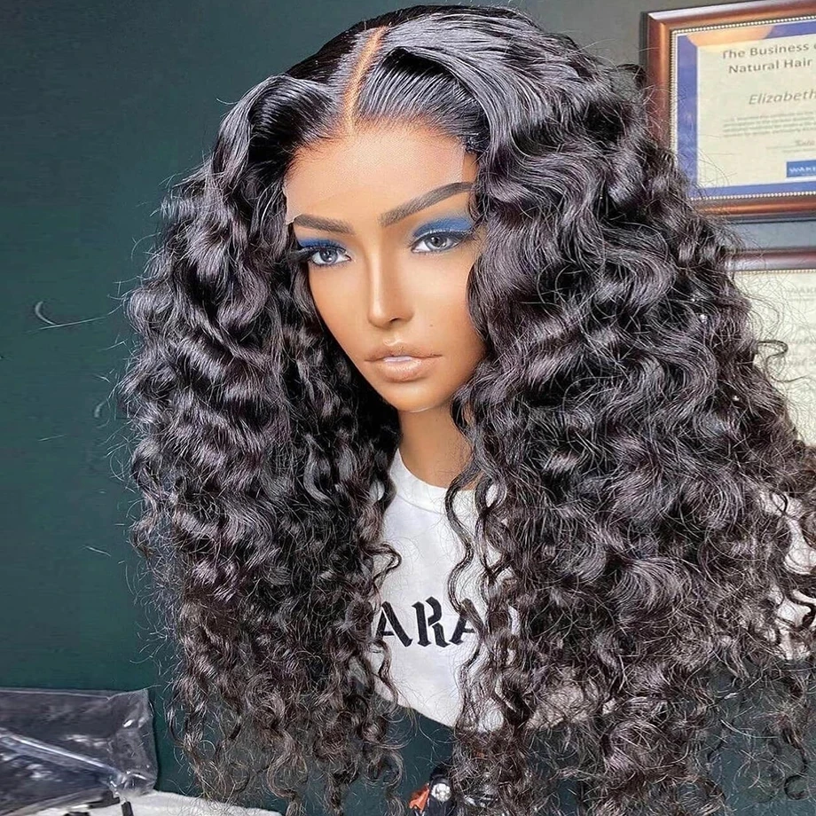 

Deep Wave 13x4 Water Wave Lace Front Wigs For Black Women Pre Plucked 180%density Frontal Brazilian Remy Curly Human Hair Wig