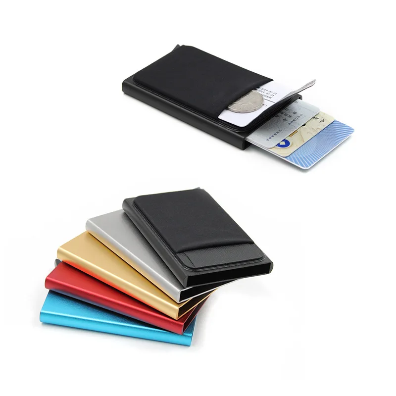 

RTS Custom Minimalist Slim RFID Blocking Cardholder Mens Leather Credit Card Holder Case Wallet OEM Logo Item Bulk, Black