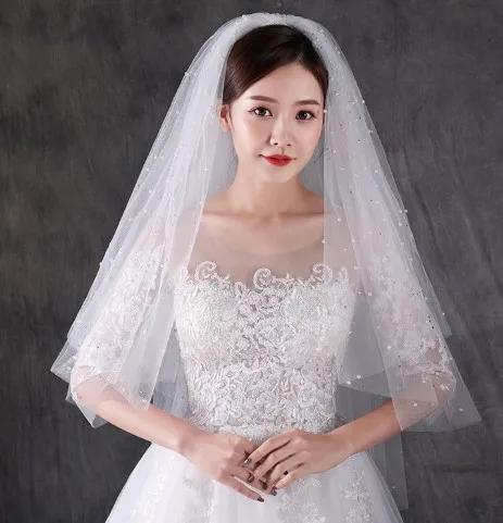 

Jachon Tier Lace Wedding Bridal Veil Wedding Bridal Veil with Comb Ribbon Edge Bridal Hair Accessories, White