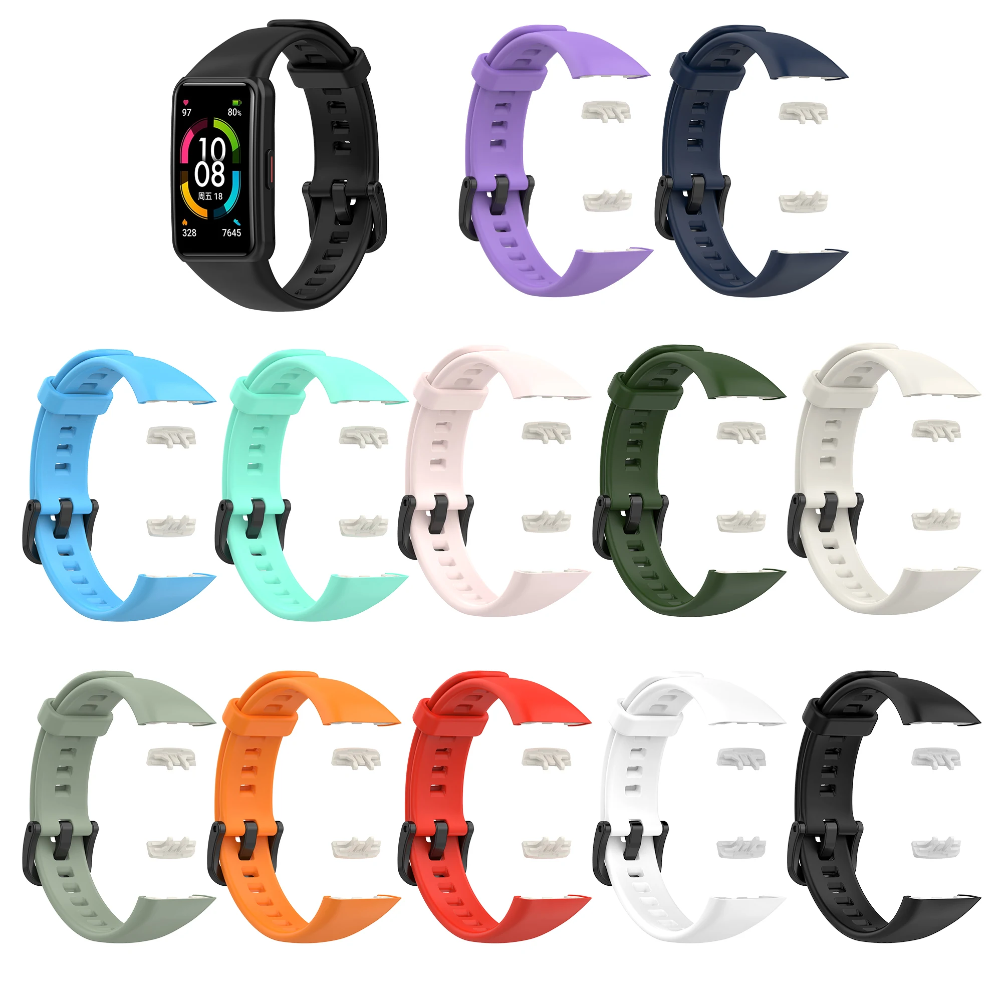 

Tschick Replacement Sport Silicone Watch Band Wrist Strap Adjustable Watchbands for Huawei band 6 honor band 6 Watch, Multi-color optional or customized