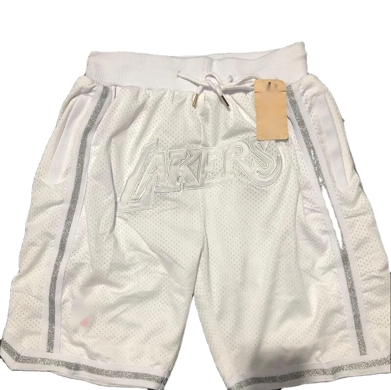 

High Quality Sublimation Basketballs Shorts Mens Sports Shorts White Men's Basketball Shorts With Pockets, White color