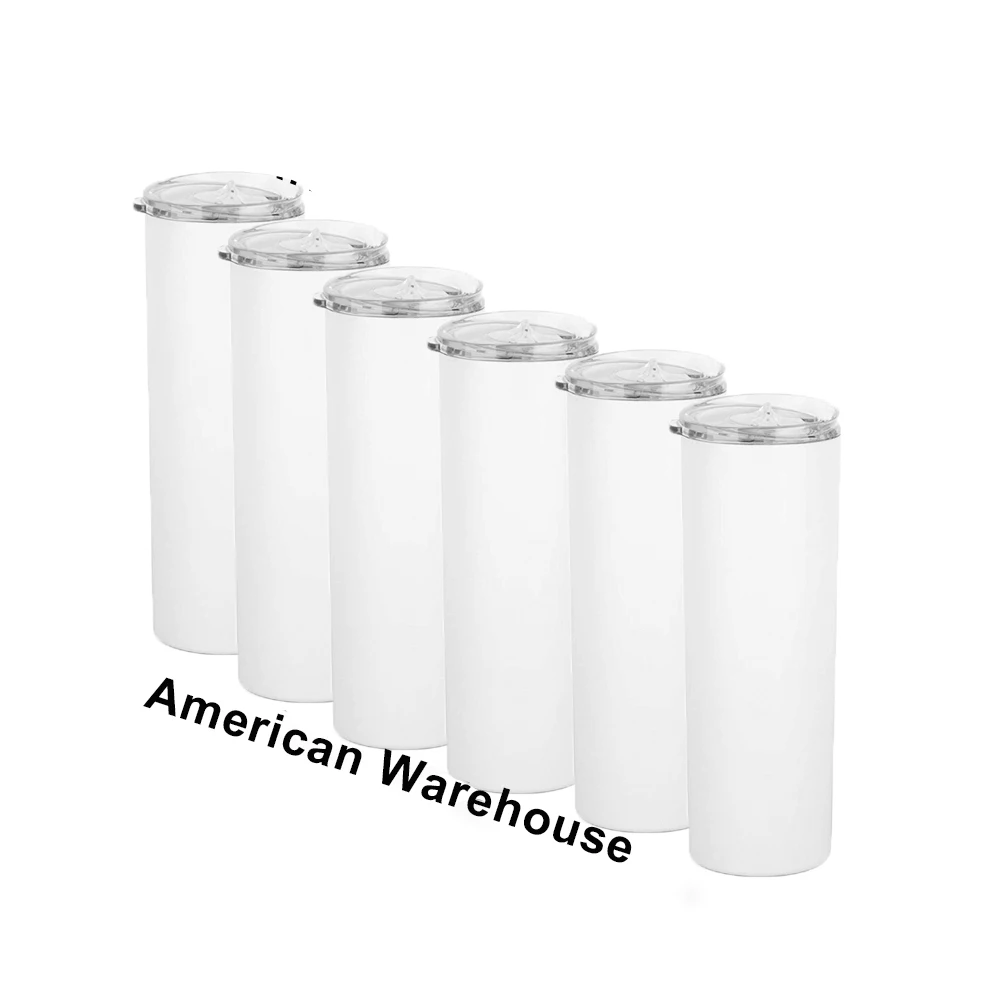 

STOCK IN USA sublimation blanks straight skinny tumbler 20 oz double wall vacuum insulated slim sublimation tumbler