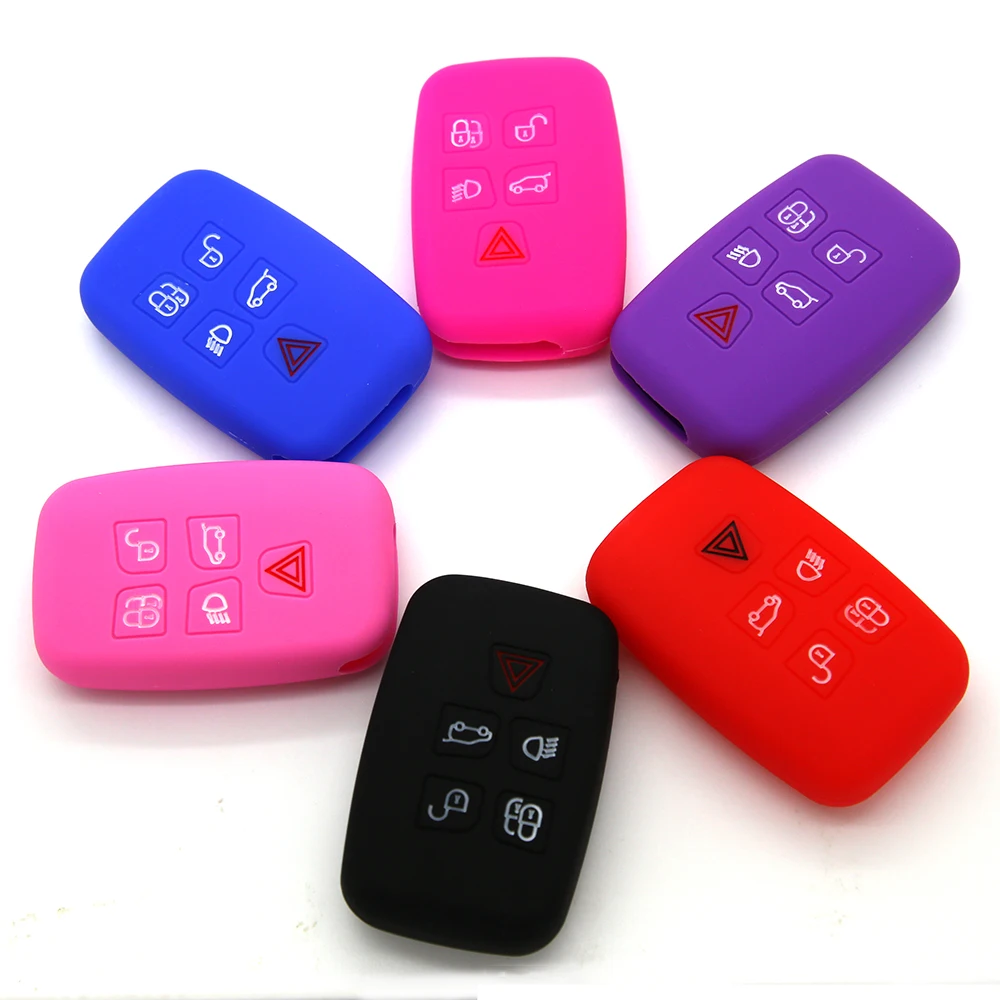 

2020 Hot Selling 5 Buttons Silicone Remote Key Bag Car Key Case for Protect Key, 16 colors