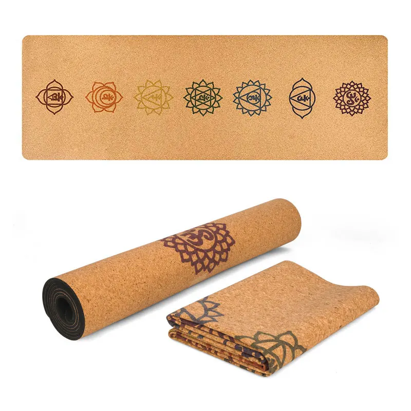 

Natural Cork TPE Yoga 5MM Fitness Sports Gym Non-slip Gymnastics Pad Pilates Mat Exercise Training Mats with Carr