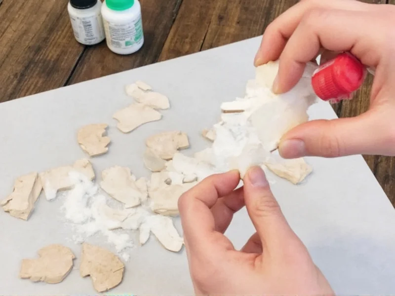 Cornstarch glue bonding wooden craft pieces