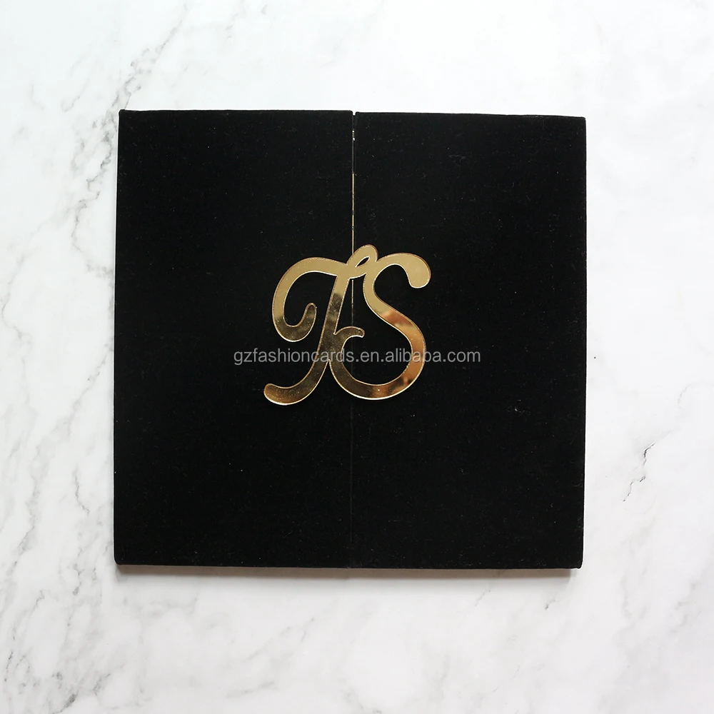

Elegant Velvet Wedding Acrylic Invitation Cards With Acrylic Monogram