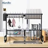 65cm Dish Dryer Kitchen Space Saver Drying Holder Stainless Steel Storage Shelf 2-Tiers Spice Rack