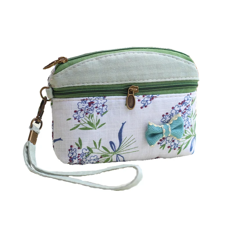 

Womens Small Zipper Zore Bag Cotton Cheap Waterproof Wallet Floral Coin Purse