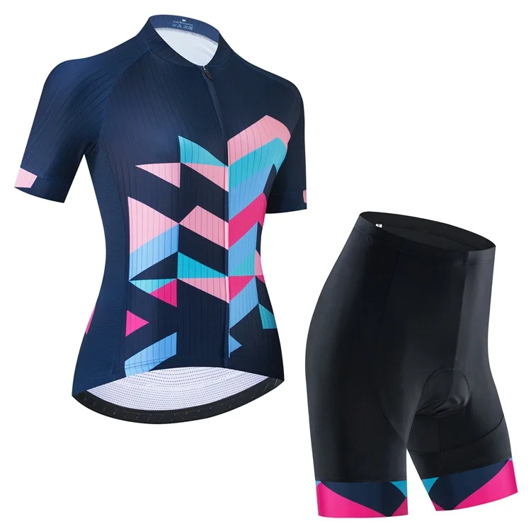 

Custom Design Woman lady Short Sleeve Bicycle Bike Cycling Jersey And Shorts Two Piece Sets