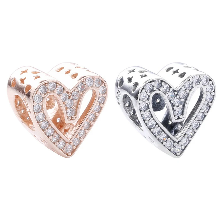 

Wholesale pendant 925 Sterling silver rose gold heart charm zircon pendant for women