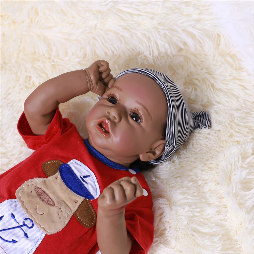 Inch 50 Cm Bebe Reborn Baby Doll Boy Doll African American Dolls With Headband Hat Buy Bebe Rebirth Baby Doll Doll Baby African American Dolls Product On Alibaba Com