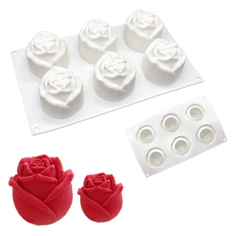 

Z0302 Best selling DIY Valentine's Day 6 cavity rose handmade creative chocolate cake silicone molds