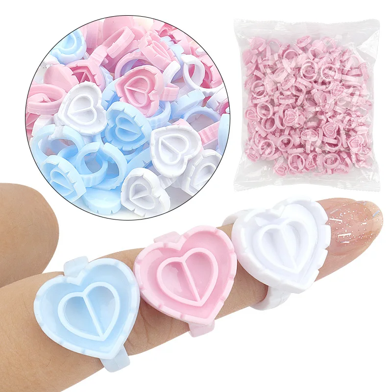 

Wholesale disposable white plastic eyelash glue cup tattoo embroidery lip tattoo dye cup tattoo ring cup, White,pink,blue