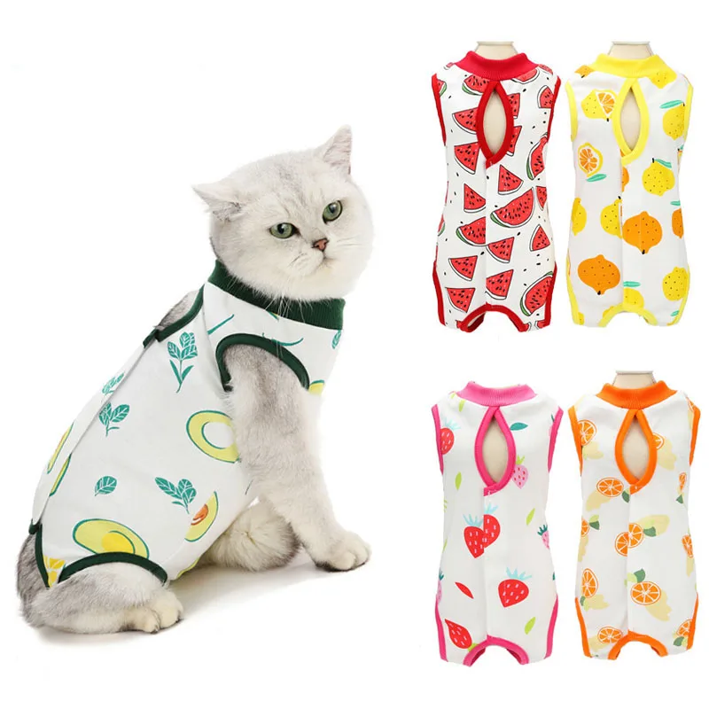 

Cat Clothes Sterilization Suit Anti-licking Surgery After Recovery Pet Care Clothes For s Vest Breathable Weaning Suit, Red+orange+green