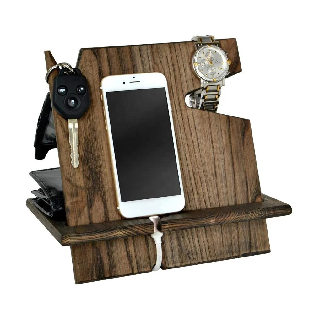 

Wood Phone Docking Station Mobile Phone Stand Desk Organizer