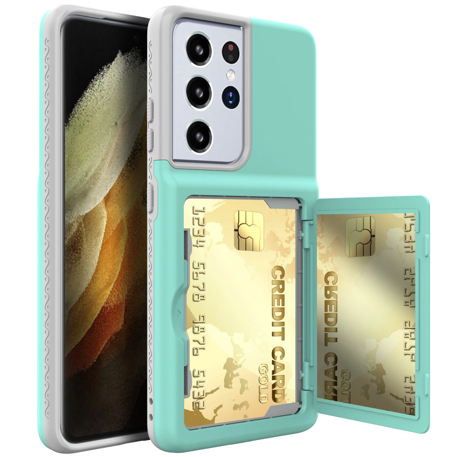 

New Samsung Wallet Case with Credit Card Holder & Hidden Mirror Defender Protective shell For S22 S22plus S22Utlra, Multiple colors