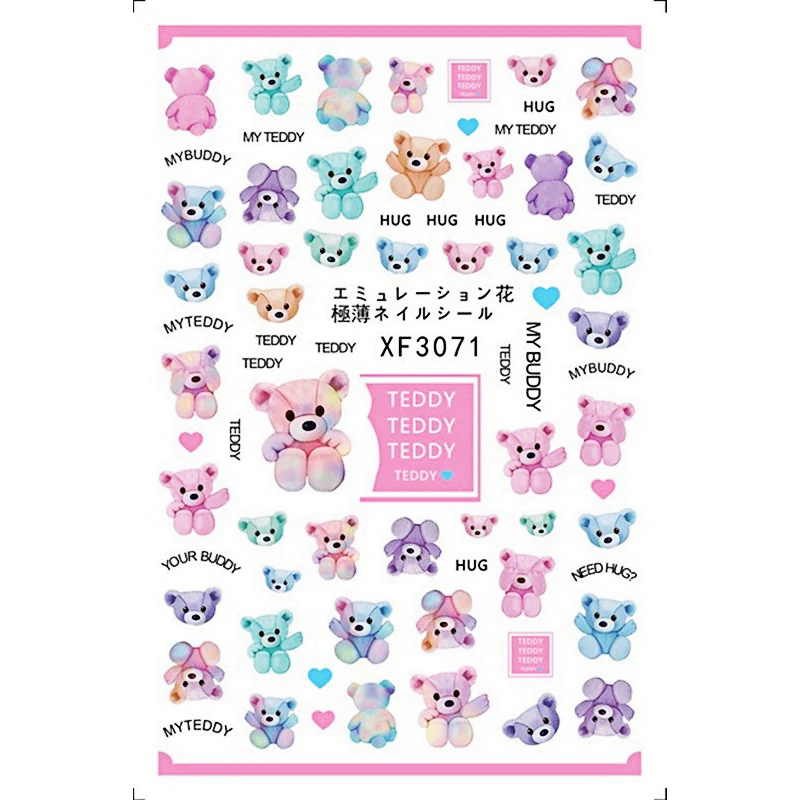 

XF3071-XF3080 3D Cute Fruit Flower Nail Wraps Maple Leaf Manicure Applique Cartoon Nail Art Sticker Decorations