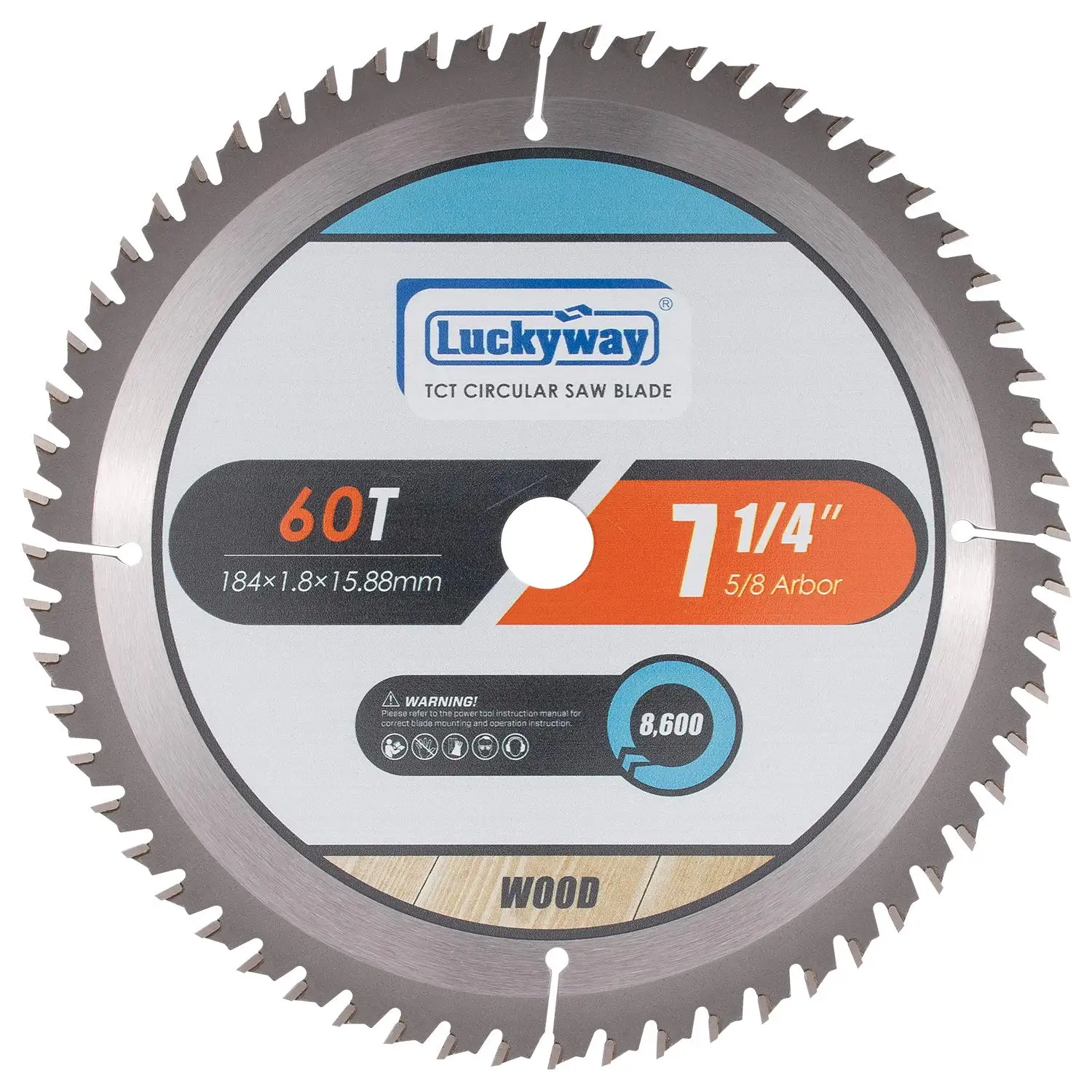 

Luckyway 7-1/4 Inch 60T with 5/8 Inch Diamond Arbor TCT Circular Saw Blade for Cutting Wood