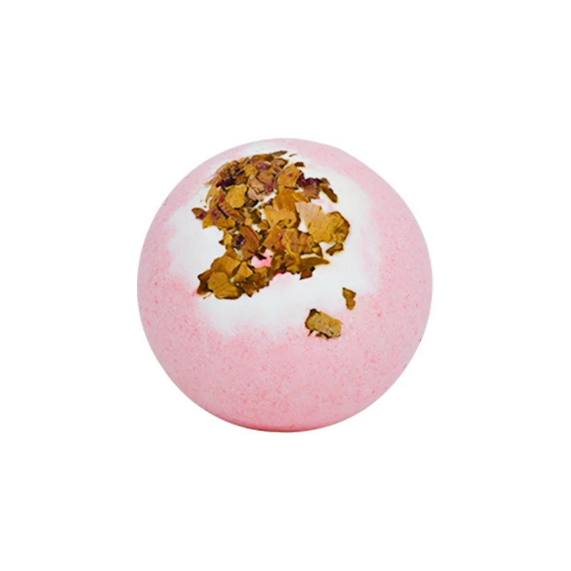 

Vegan 120g Ball Organic Fragrance Skincare Bubble Fizzy Natural Bath bombs With Dried Flowers Spa Rose Bath Bomb