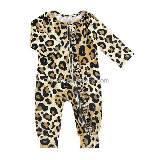 

New Style Wholesale Children Baby Clothes Leopard Print Long Sleeve Baby Clothes Romper, Picture