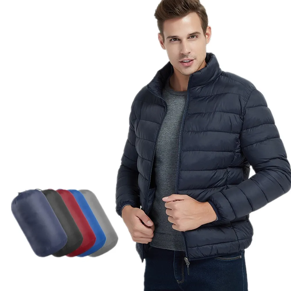

New Design Winter Light Down Jacket Custom Mens Puffer Jacket With Stand Collar, Black/navy/light grey/burgundy/blue