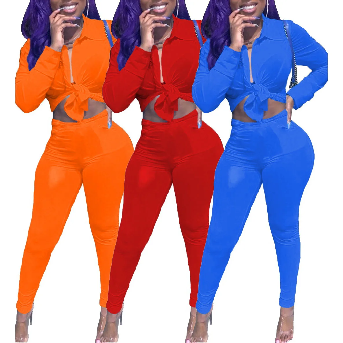 

FS1444D new arrivals Fall women casual long sleeve tops and pants 2 Piece Set Clothing