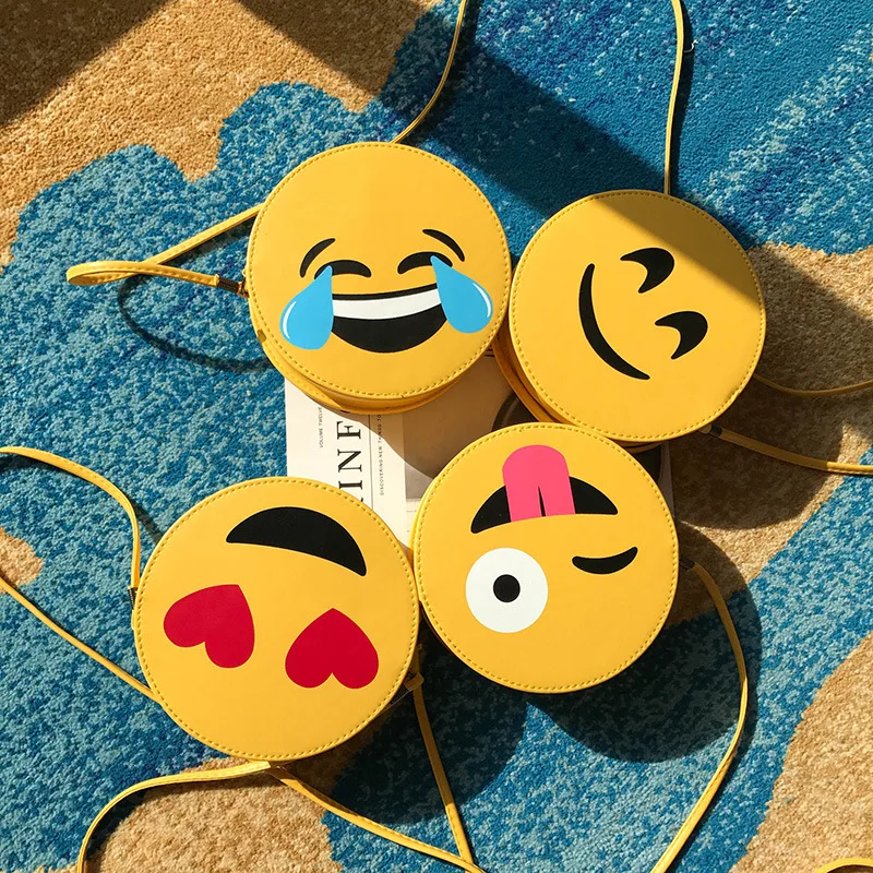 

Hot Sell Women Round Smiley Face Cute Hand Bags Lady Mini Handbags For Woman Messenger Bag