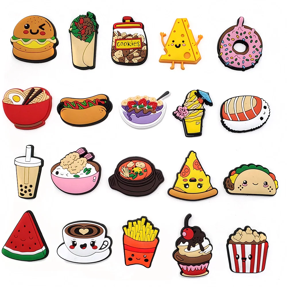 

Cartoon Food croc Shoe Charm Applicable to shoe decorations jibz Favors cartoon wooden clogs charms PVC material