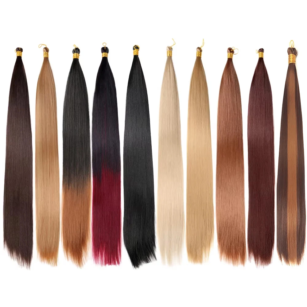 22 28inch 150g Blonde Color Silky Bone Straight Synthetic Crochet Braids Hair Bulk Silky Bone Straight Braiding Hair Extension