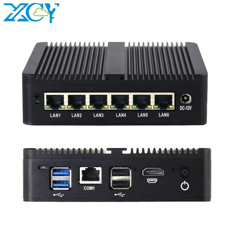 

XCY Fanless 6 LAN Router Mini PC 12th Gen Intel Celeron J6412 6x Intel i226V 2.5G LAN Pfsense Firewall computer