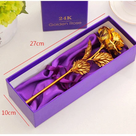 

24k Gold Foil Plated Rose Wedding Decoration Golden Rose Single Simulation Rose Flower for Valentine's Day Gift