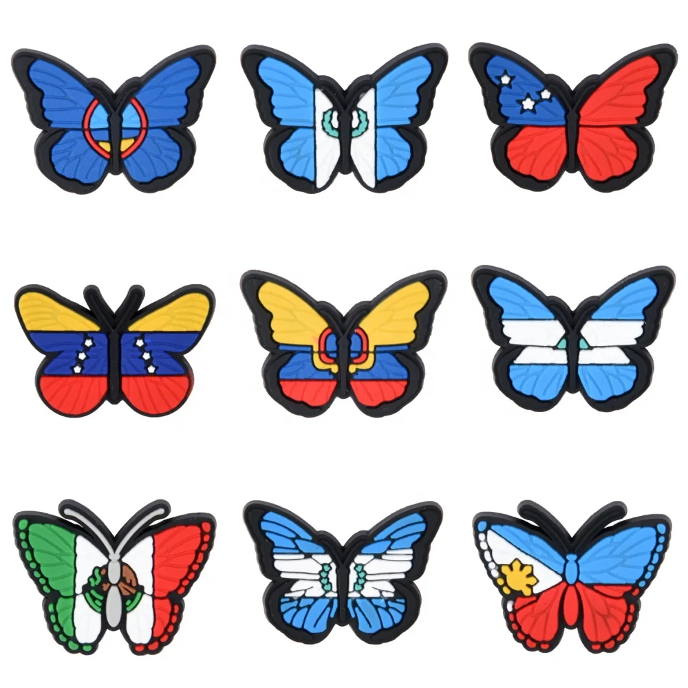 

National flag PVC blood in blood out Shoes croc charms Decorations for Shoes Bands Bracelet Wristband Party Gifts, Jewelry