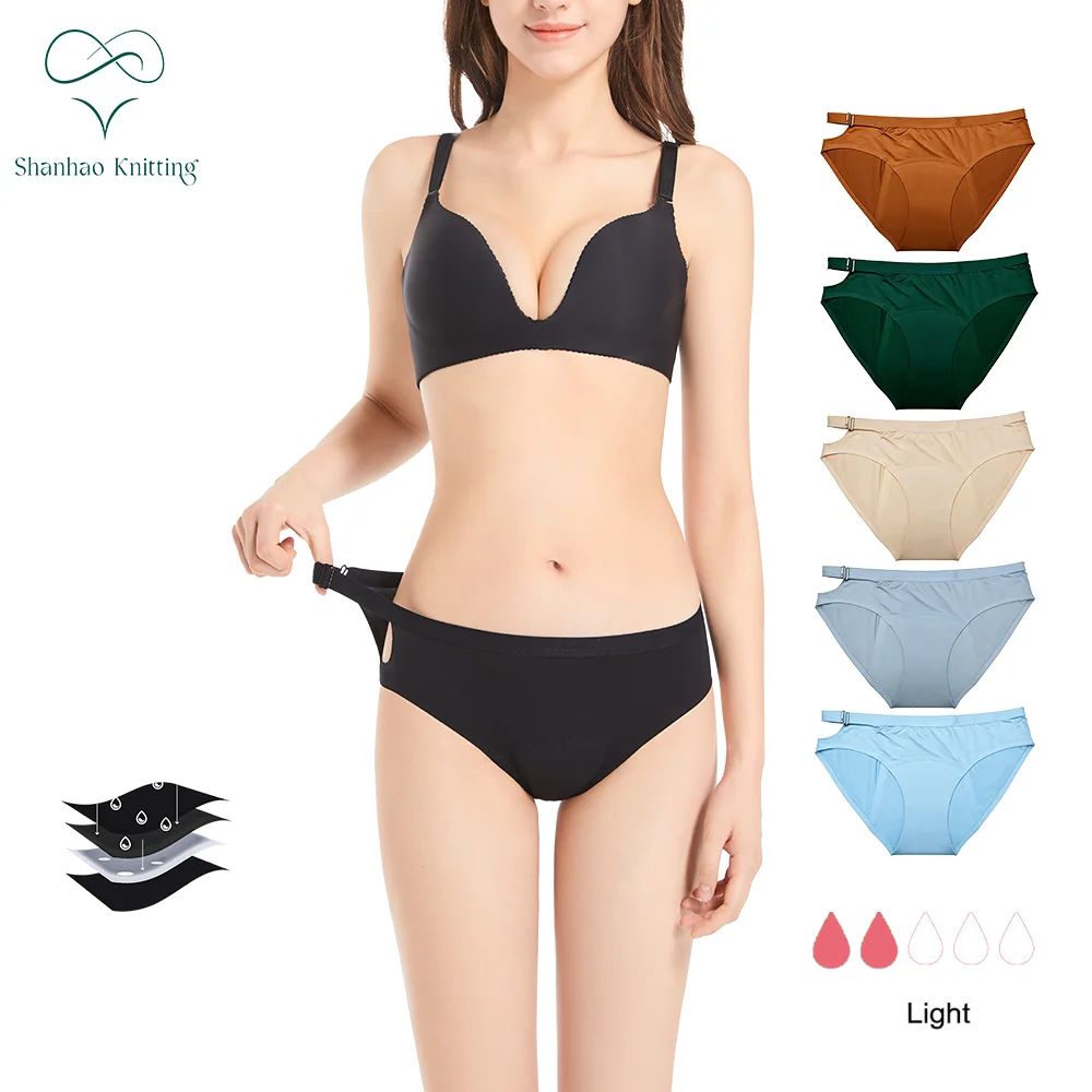 Shanhao Ready to Ship Teens Washable Leakproof Panties Young Girls Adjustable Waistband Braga Menstrual Plus Size Period Panties