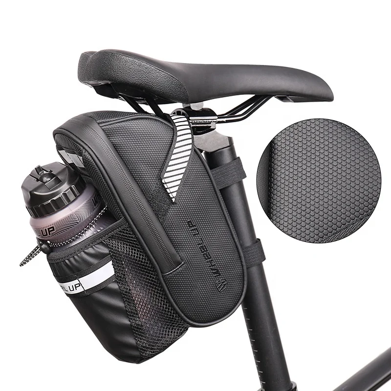 

WHEEL UP Waterproof Bike Bags Under Seat Bicycle Tail Saddle Bag With Water Bottle Pouch, Black