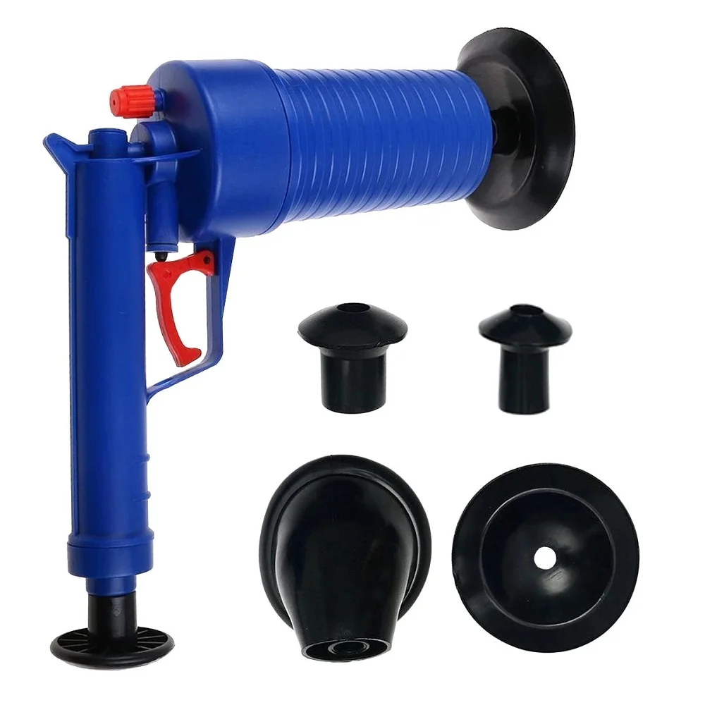 

Durable Pneumatic sewage spray gun high pressure and powerful manual sink drain toilet plunger to open the cleaning pump, Blue