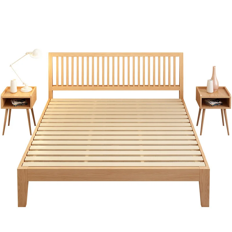 product-Morden simple design ODM OEM supported solid ash and pine wooden bed single double bed for b