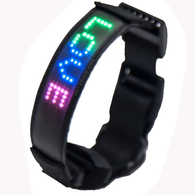

USB rechargeable led dog collar,app controlled smart led message dog collar, Black