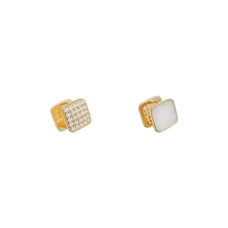 

Fashion Boutique Earrings Micro Zircon Shell Square Clip Earring Ethnic Geometric Gold Earring Jewelry For Women Girls 2021, Shown