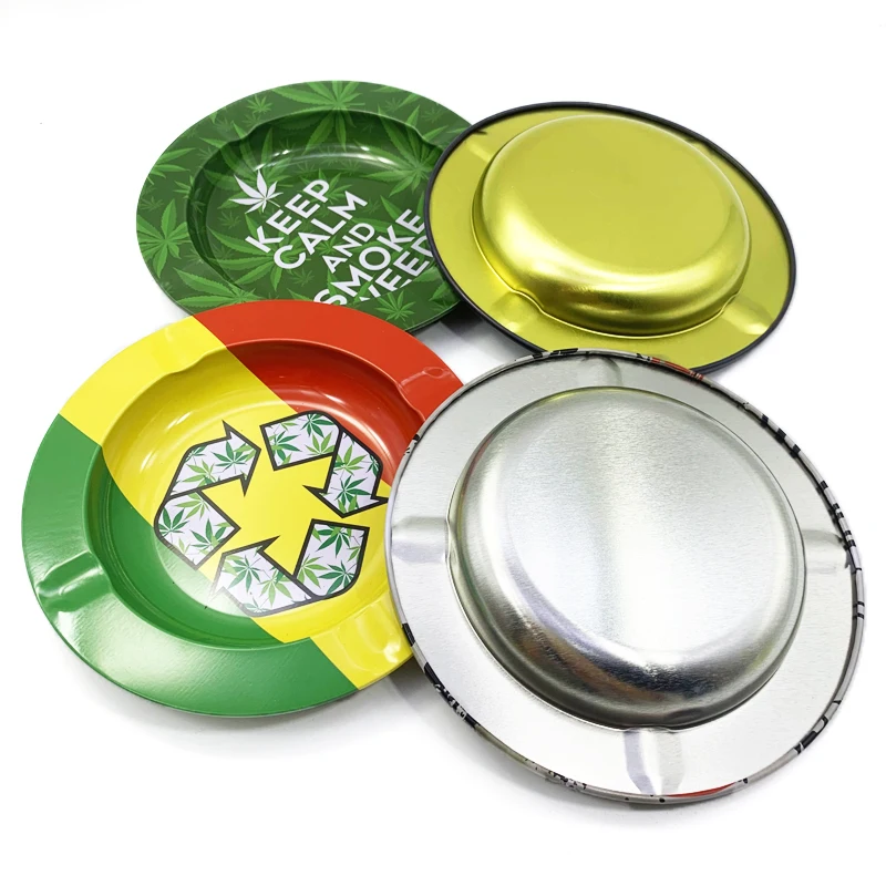 

2021 SHINY newest clear tinplate ashtray Smoking Accessories small portable metal tin ashtray fun 420 ash trays fast shipping, As customer requirements