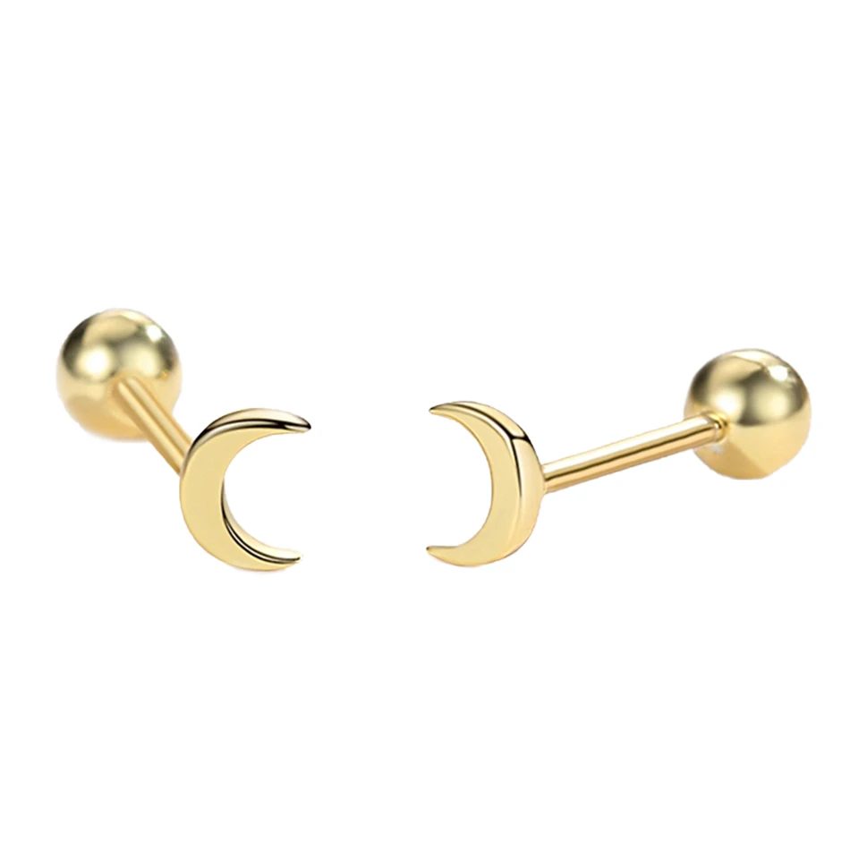 

wholesale gold plated jewelry supplies 925 Sterling Silver Jewelry Moon Barbell Stud Earrings For Women