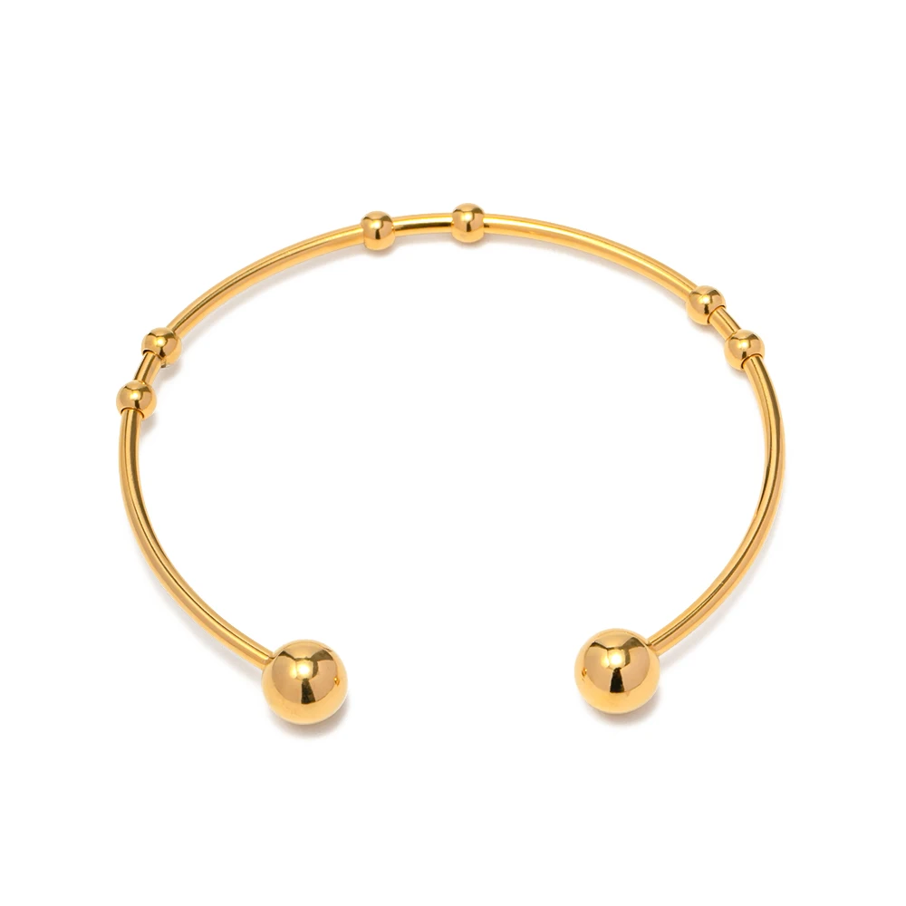 

18k Gold Plated Stainless Steel Bracelets Jewelry Waterproof Mulit Round Ball Cuff Bracelet for Women